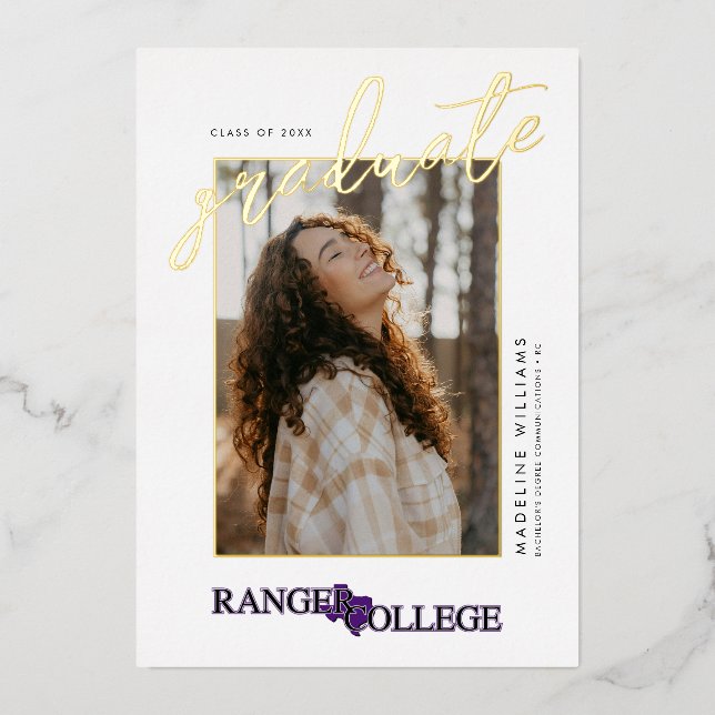 Ranger College Graduation Foil Invitation (Front)