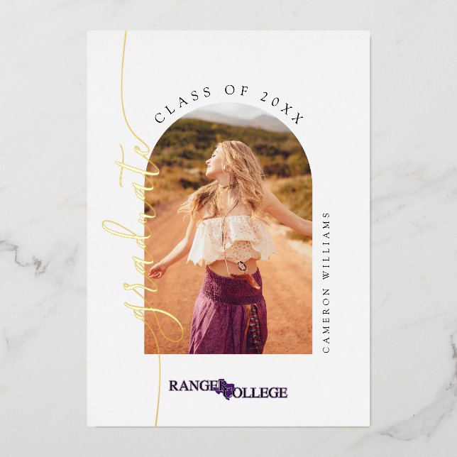 Ranger College Graduation Foil Invitation (Front)
