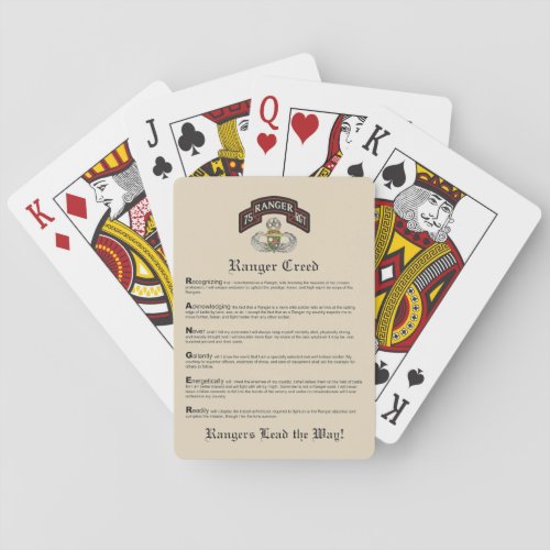 Ranger Creed Playing Cards