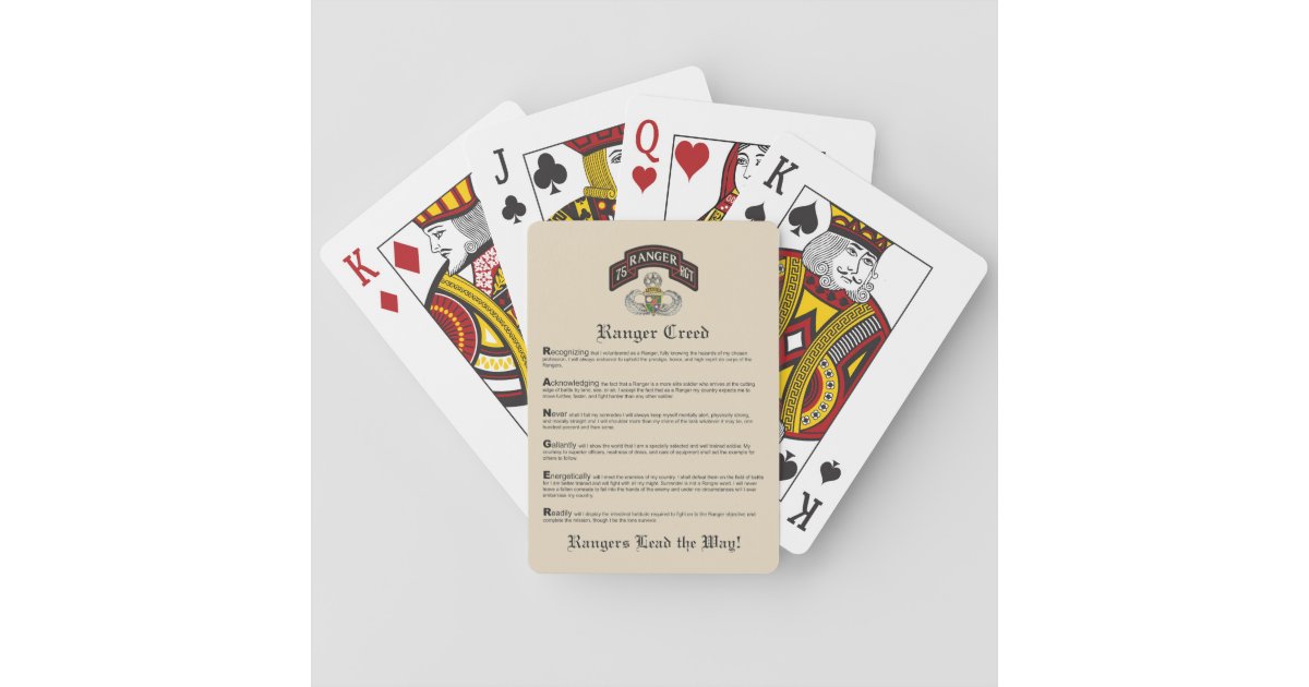 Ranger Creed Playing Cards | Zazzle