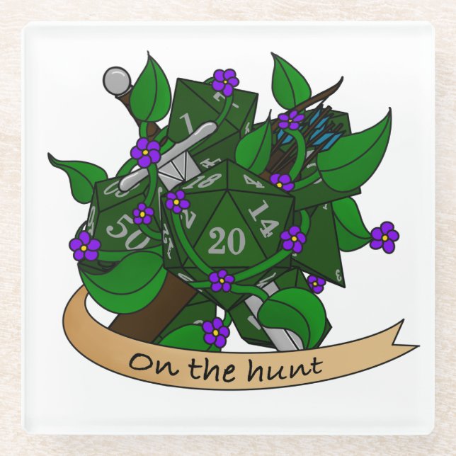 Ranger Dice Design Glass Coaster (Front)