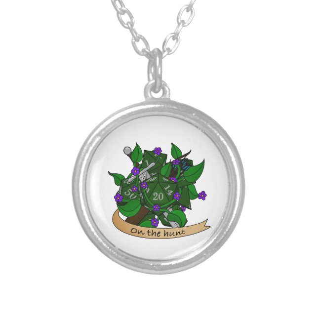 Ranger Dice Design Silver Plated Necklace (Front)