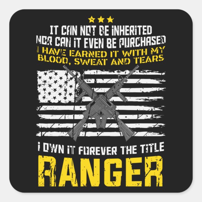 Ranger Military Design Square Sticker (Front)