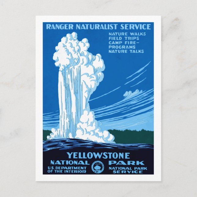 Ranger Naturalist Service ~ Yellowstone Postcard (Front)