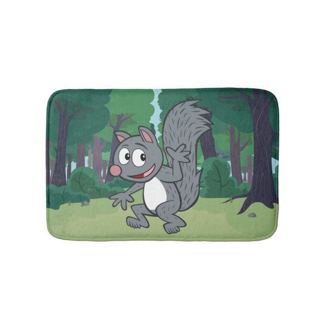 Ranger Rick | Gray Squirrel Waving Bathroom Mat (Front)