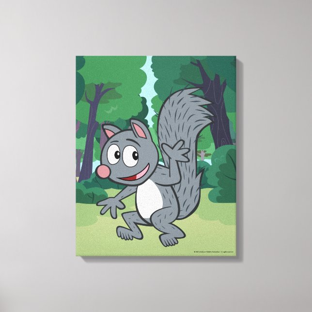 Ranger Rick | Gray Squirrel Waving Canvas Print (Front)