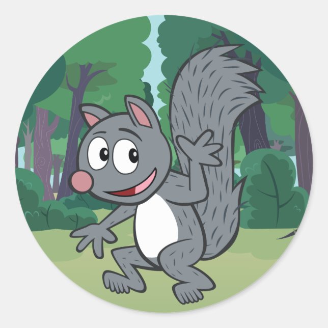 Ranger Rick | Gray Squirrel Waving Classic Round Sticker (Front)