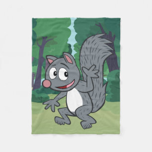 Ranger Rick   Gray Squirrel Waving Fleece Blanket