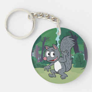 Ranger Rick Gray Squirrel Waving Keychain
