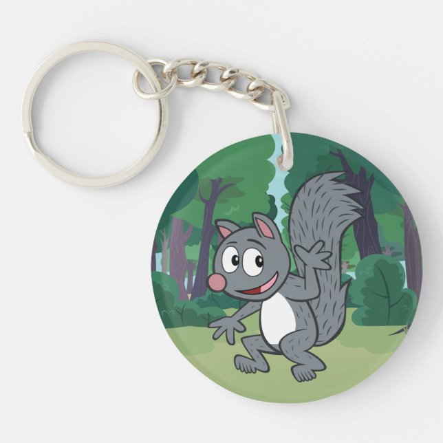 Ranger Rick | Gray Squirrel Waving Keychain (Front)