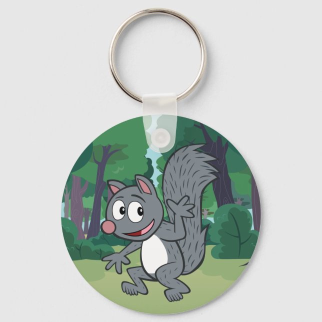Ranger Rick | Gray Squirrel Waving Keychain (Front)