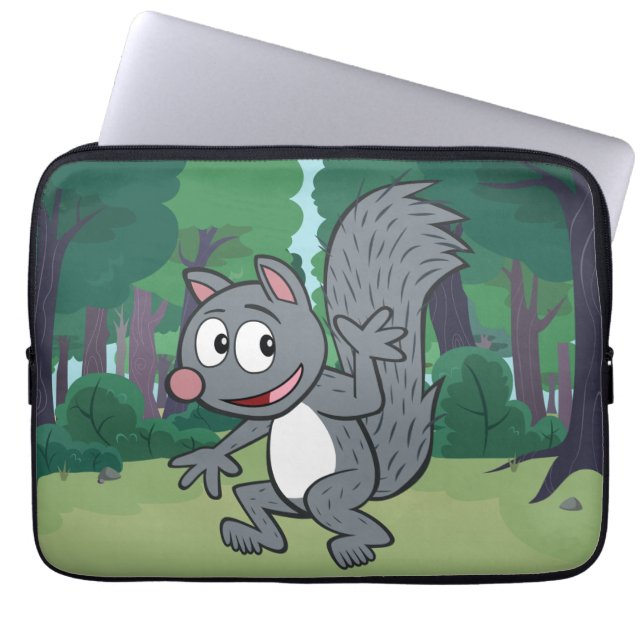 Ranger Rick | Gray Squirrel Waving Laptop Sleeve (Front)