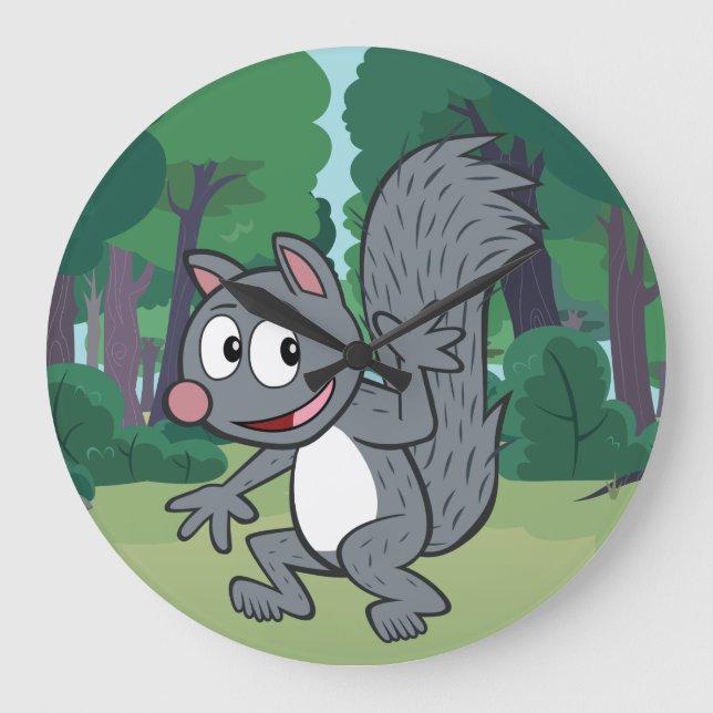 Ranger Rick | Gray Squirrel Waving Large Clock (Front)