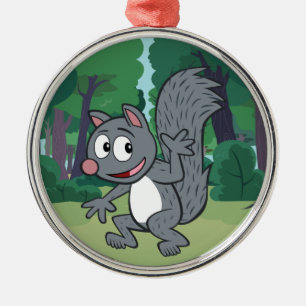 Ranger Rick Gray Squirrel Waving Metal Ornament