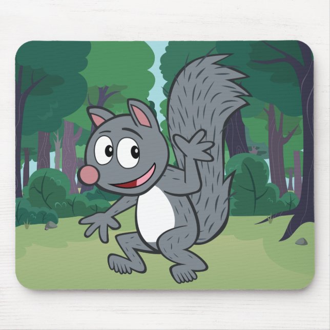 Ranger Rick | Gray Squirrel Waving Mouse Pad (Front)