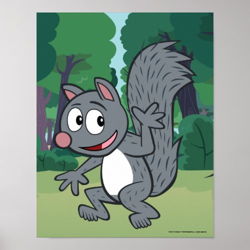 Ranger Rick  Gray Squirrel Waving Poster