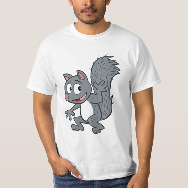 Ranger Rick | Gray Squirrel Waving T-Shirt (Front)