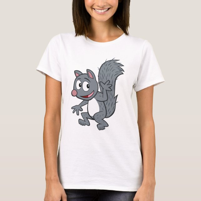 Ranger Rick | Gray Squirrel Waving T-Shirt (Front)