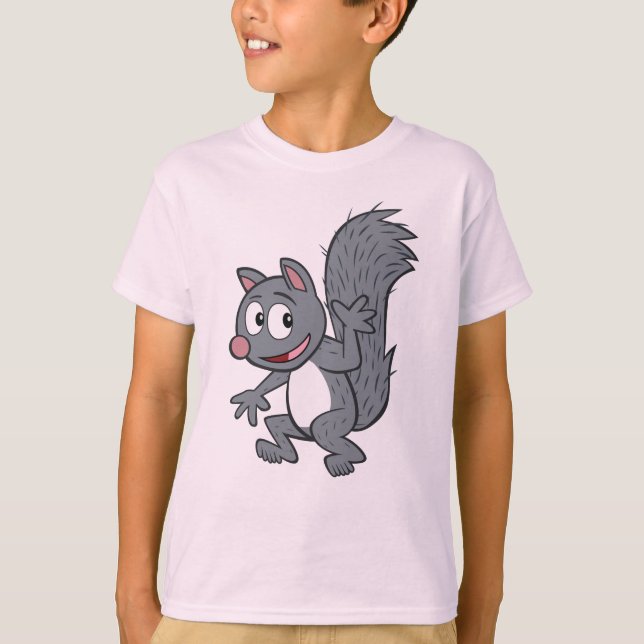 Ranger Rick | Gray Squirrel Waving T-Shirt (Front)