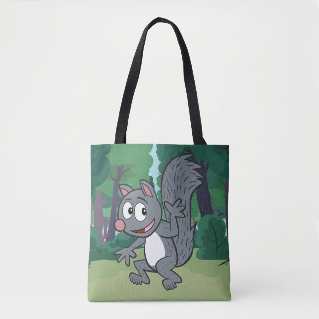 Ranger Rick | Gray Squirrel Waving Tote Bag (Front)
