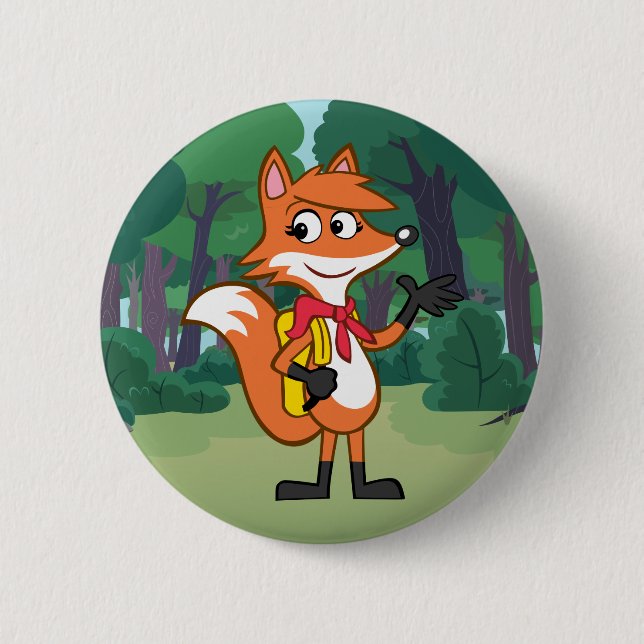 Ranger Rick | Scarlett Fox Waving Pinback Button (Front)