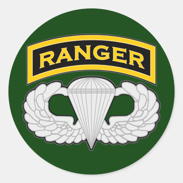 Ranger tab and Jump Wings Classic Round Sticker | Zazzle