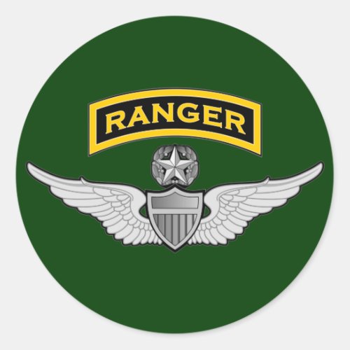 Ranger tab  Master Aviator wings Classic Round Sticker