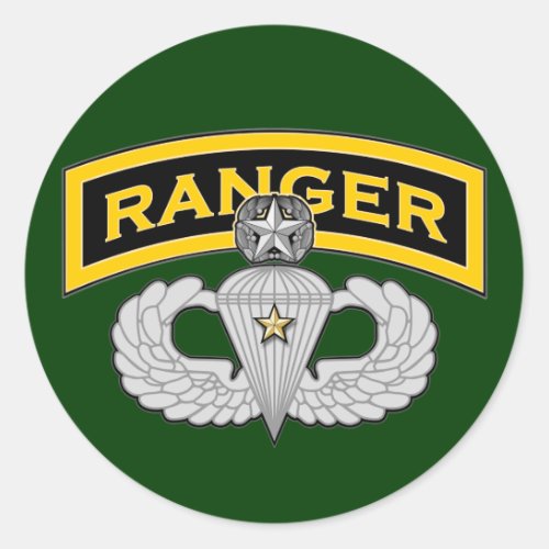 Ranger tab  Master Jump Wings _ Combat Classic Round Sticker