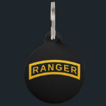 Ranger Tab Pet ID Tag<br><div class="desc">Classic black and yellow Army Ranger tab. Great gift for veteran,  gift for military and cool birthday gift for boys.</div>