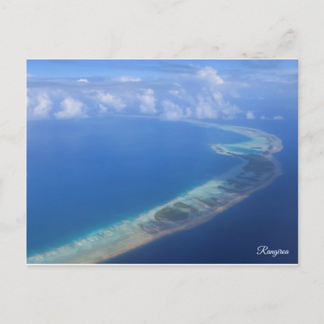 Rangiroa from airplane postcard (Front)
