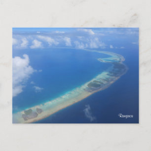 Rangiroa view from airplane holiday postcard