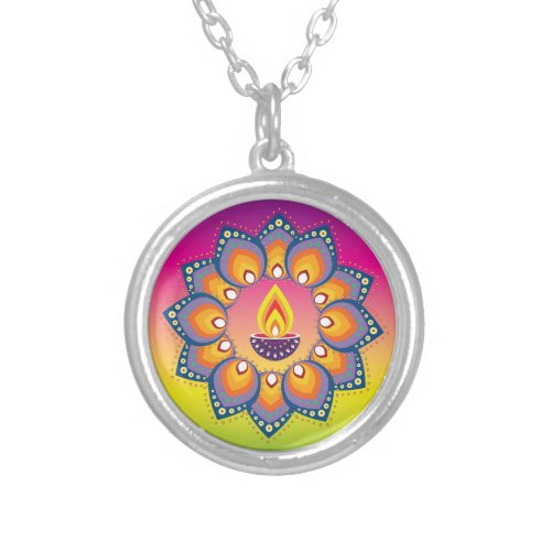 Rangoli 001 silver plated necklace