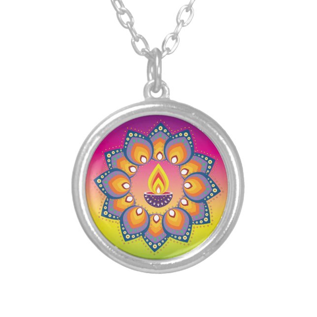 Rangoli 001 silver plated necklace (Front)