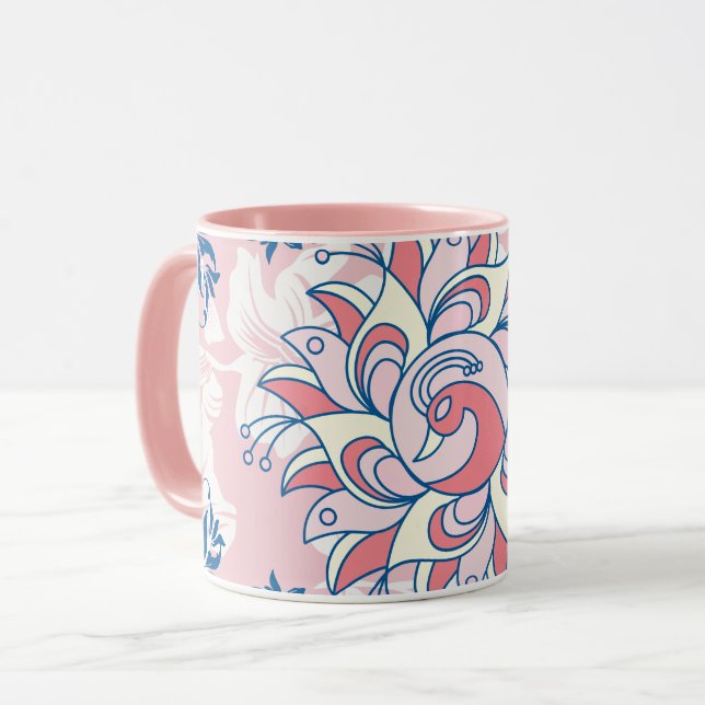 Rangoli Art, Bright Life, Floral Mug (Front Left)