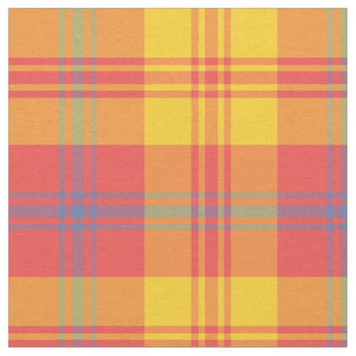 Rangoli Collection Red Blue Yellow Plaid Fabric