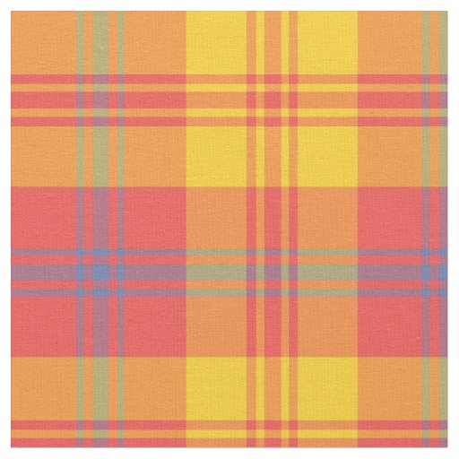 Rangoli Collection Red Blue Yellow Plaid Fabric
