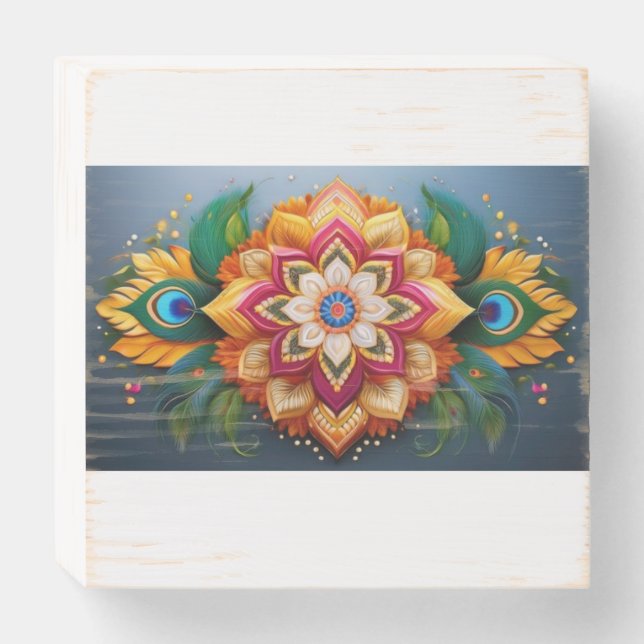 Rangoli Degine Wooden Box Sign (Front Horizontal)