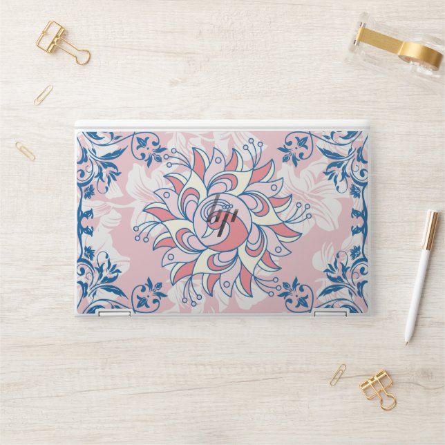 Rangoli Floral Artwork, Blue Bright Life HP Laptop Skin (Desk)