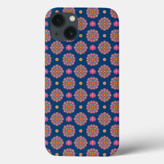 Rangoli Flowers and Polka Dots on Blue iPad Case