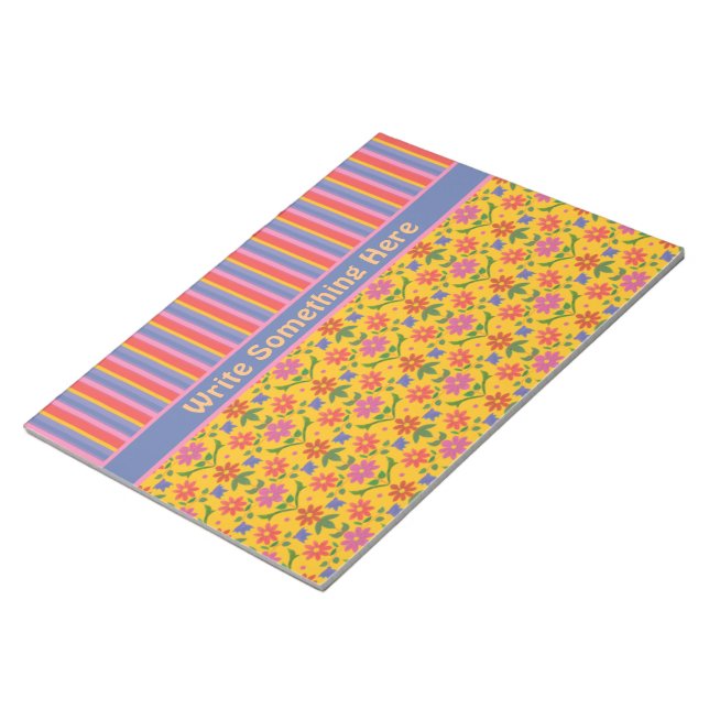 Rangoli Flowers and Stripes Notepad to Personalize (Angled)