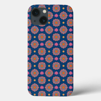 Rangoli Flowers, Polka Dots on Blue iPad Mini Case