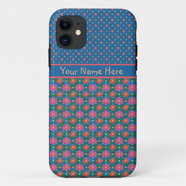 Rangoli Flowers, Polkas Blue iPhone 5 Xtreme Case (Back)