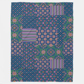 Rangoli Patterns Faux Patchwork Fleece Blanket