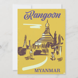 Rangoon Myanmar vintage travel poster