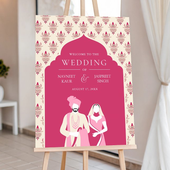 Rani Pink Cream Indian Wedding Welcome Sign (Creator Uploaded)