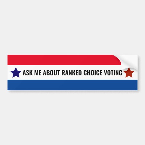 Ranked Choice Voting Vote Political RCV   Bumper Sticker