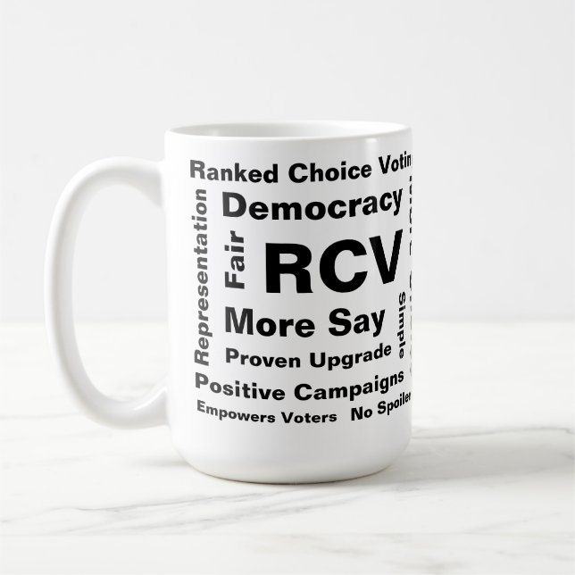 Ranked Choice Voting words 15oz Coffee Mug (Left)