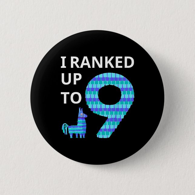 Ranked Up To 9 Birthday Video Game Llama Piñata Bi Button (Front)