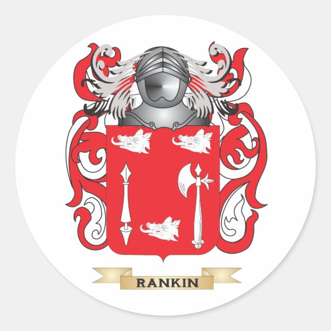 Rankin Coat of Arms (Family Crest) Classic Round Sticker (Front)