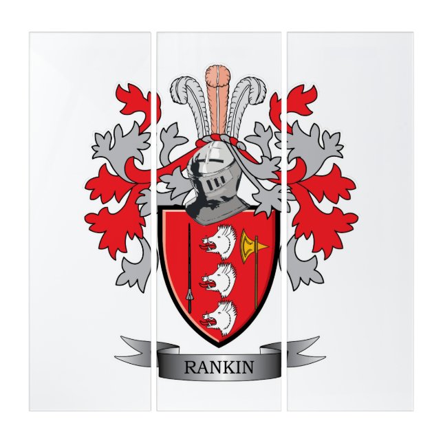 Rankin Family Crest Coat of Arms Triptych (Front)